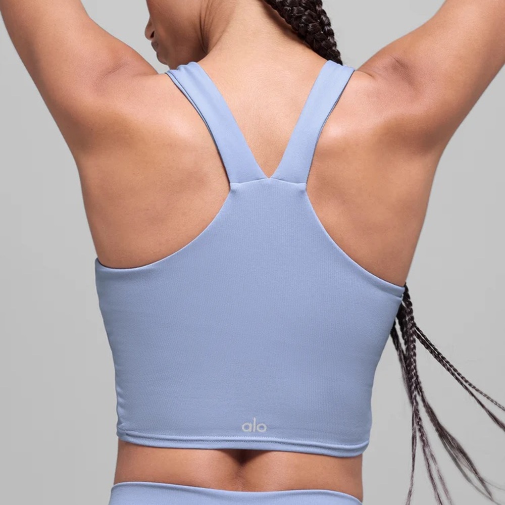 Alo Airbursh Real Bra Tank in blue sky - Picture 5 of 7